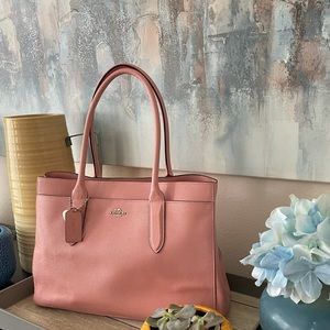 Pink Spacious Coach Tote